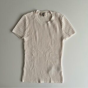 Guess Cream Ribbed Short Sleeve Tee